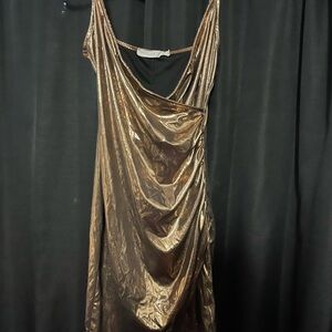 Elegant Gold Draped Dress